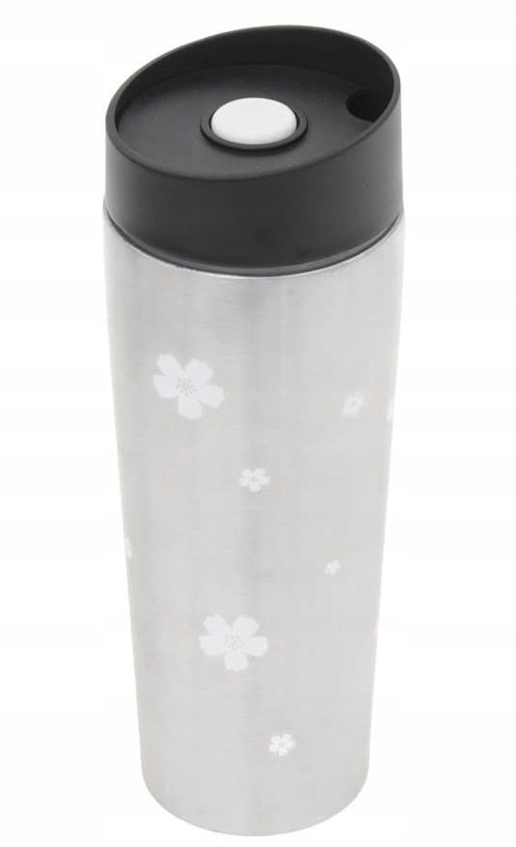 BRENO Thermosbeker RVS 380ml Zilver Bloemen