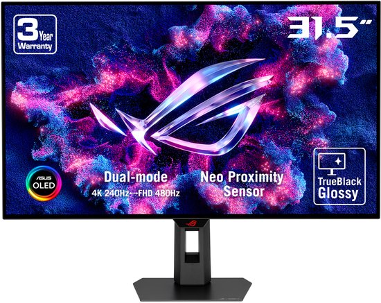 ASUS ROG Strix OLED XG32UCWMG - 4K UHD WOLED Gaming Monitor - 4K 240Hz, FHD 480Hz Dual Mode - USB-C 15W Power Delivery - 0.03ms - G-Sync Compatible - 31.5 Inch