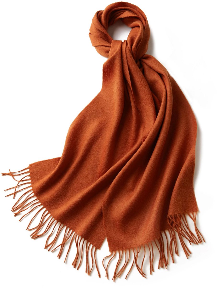 Comfortabele en warme wintersjaal, lange damessjaal met katoenen kwastjes, zacht aanvoelend als kasjmier, 32*180cm,Oranje