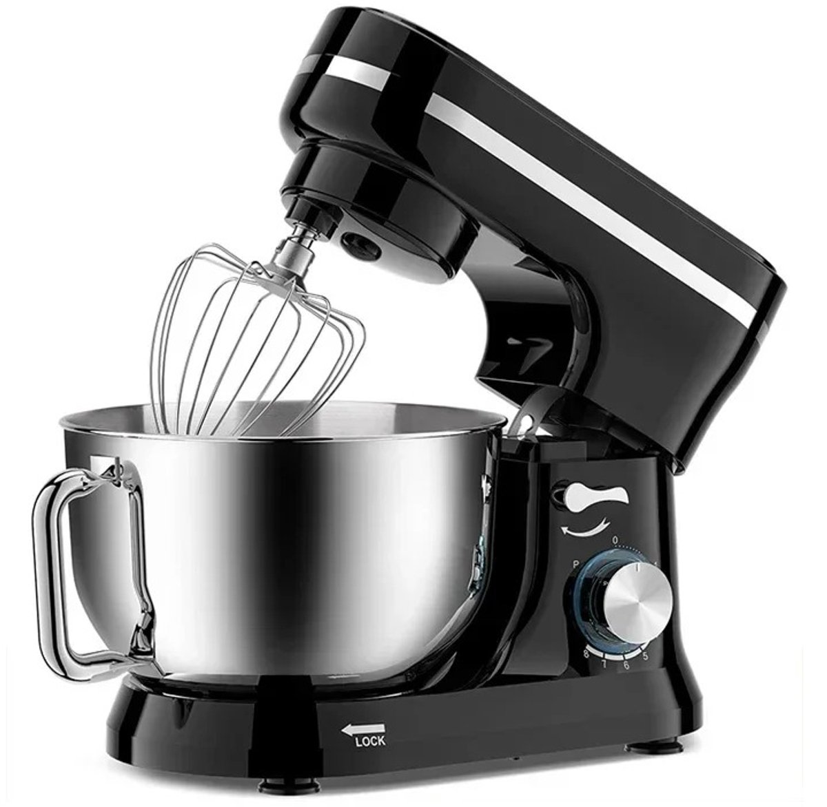Mixer met Mengkom - Deegmixer - Kneedmachine - 8 Snelheden - 1500 Watt - Zwart - 4,5 Liter Mengkom