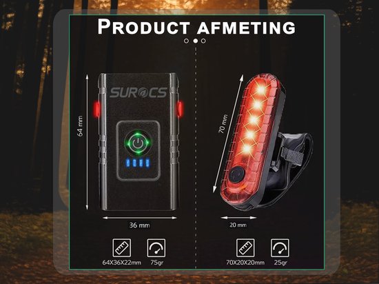 Fietsverlichting USB oplaadbaar - 1000 Lumen - Voorlicht & Achter verlichting - Fatbike verlichting - racefiets verlichting - Koplamp fiets — afbeelding 4