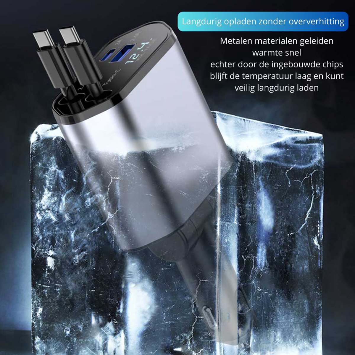 Leba 120W 4-in-1 Autolader USB-C & Lightning thumbnail 3