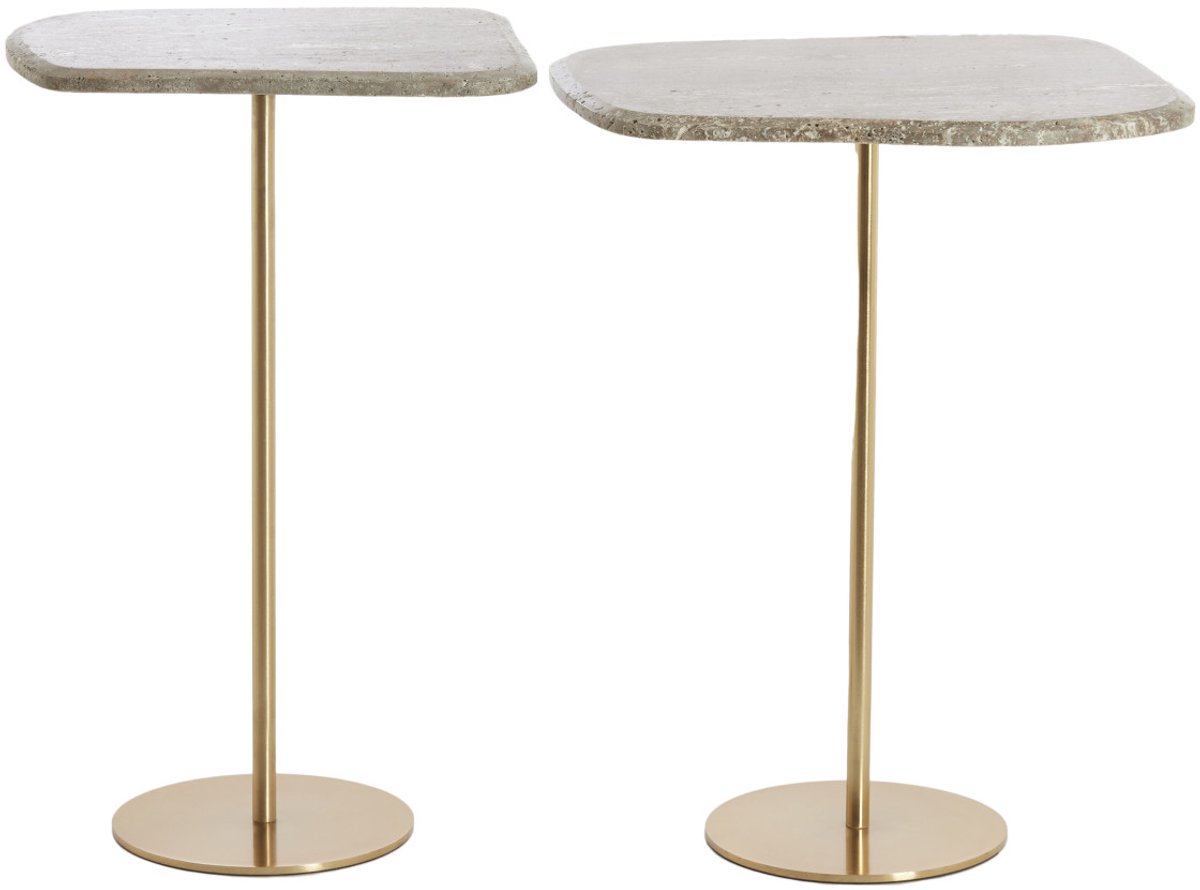 Bijzettafel GIA - Ø37.5x59.5 cm - Bruin - Set van 2