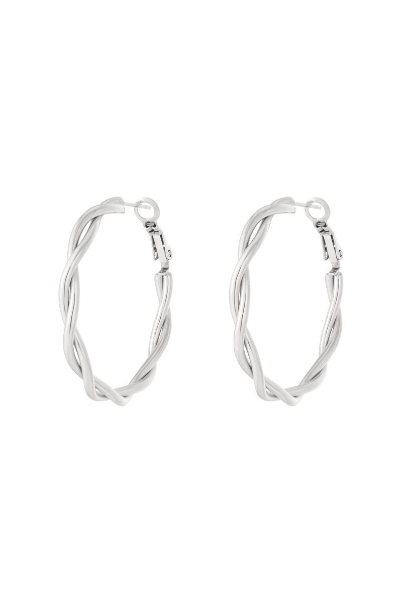Zilverkleurige geometrische dames oorbellen - Hoops - Roestvrij staal - Nikkelvrij - 4 cm - Sieraden
