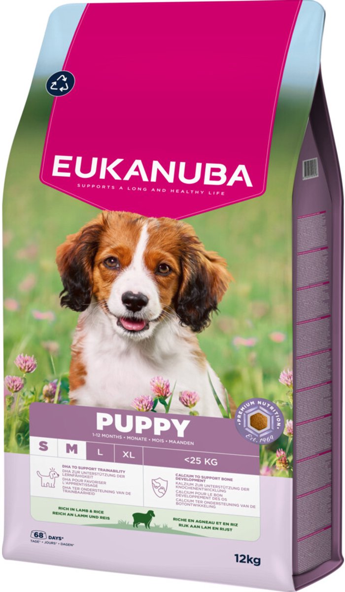 Eukanuba Life Care Dog Puppy & Junior Small/Medium Hondenvoer Lamb & Rice 12 kg