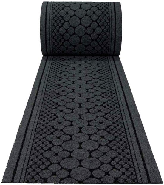 Tapis de couloir JYG Stone Anthracite 66 x 300 cm (= 3 m) Tapis de cuisine antidérapant découpable