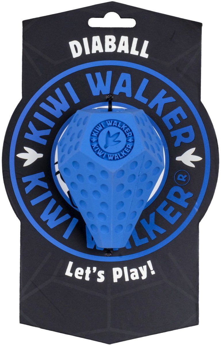 kiwi walker - hondenspeelgoed - diabal - let's play - blauw - drijvend - treat holes - sterk en stuiterend- +- 11x9cm