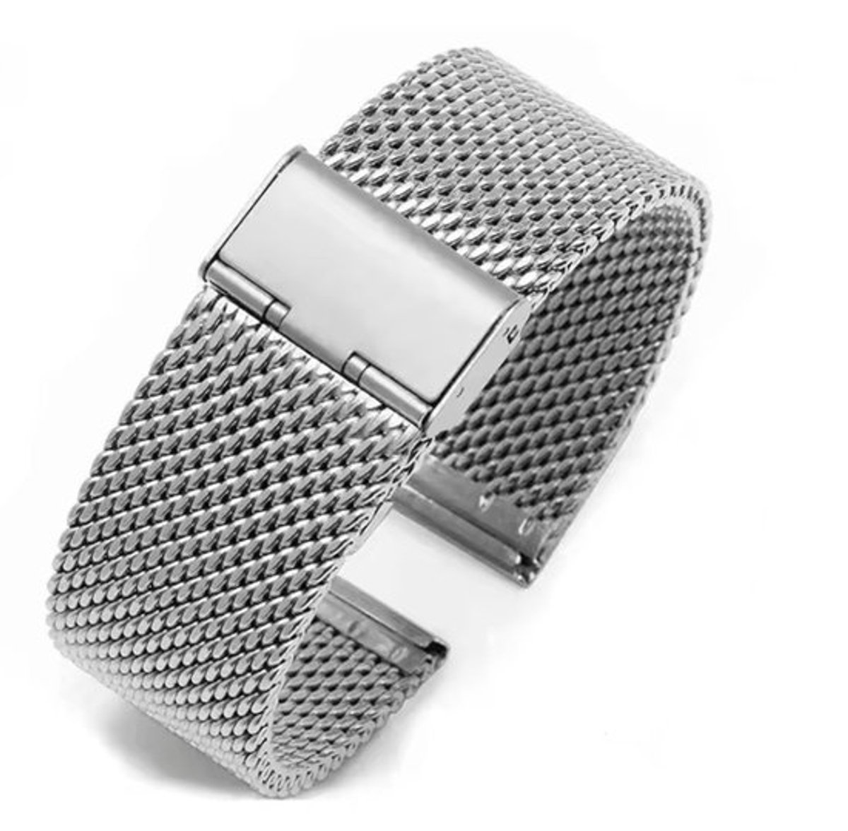 Milanese Mesh Fijn Geweven Horlogebandje Roestvrij Staal met Easy Exchange Bandpennen = Makkelijk Zelf Te Bevestigen - 18MM