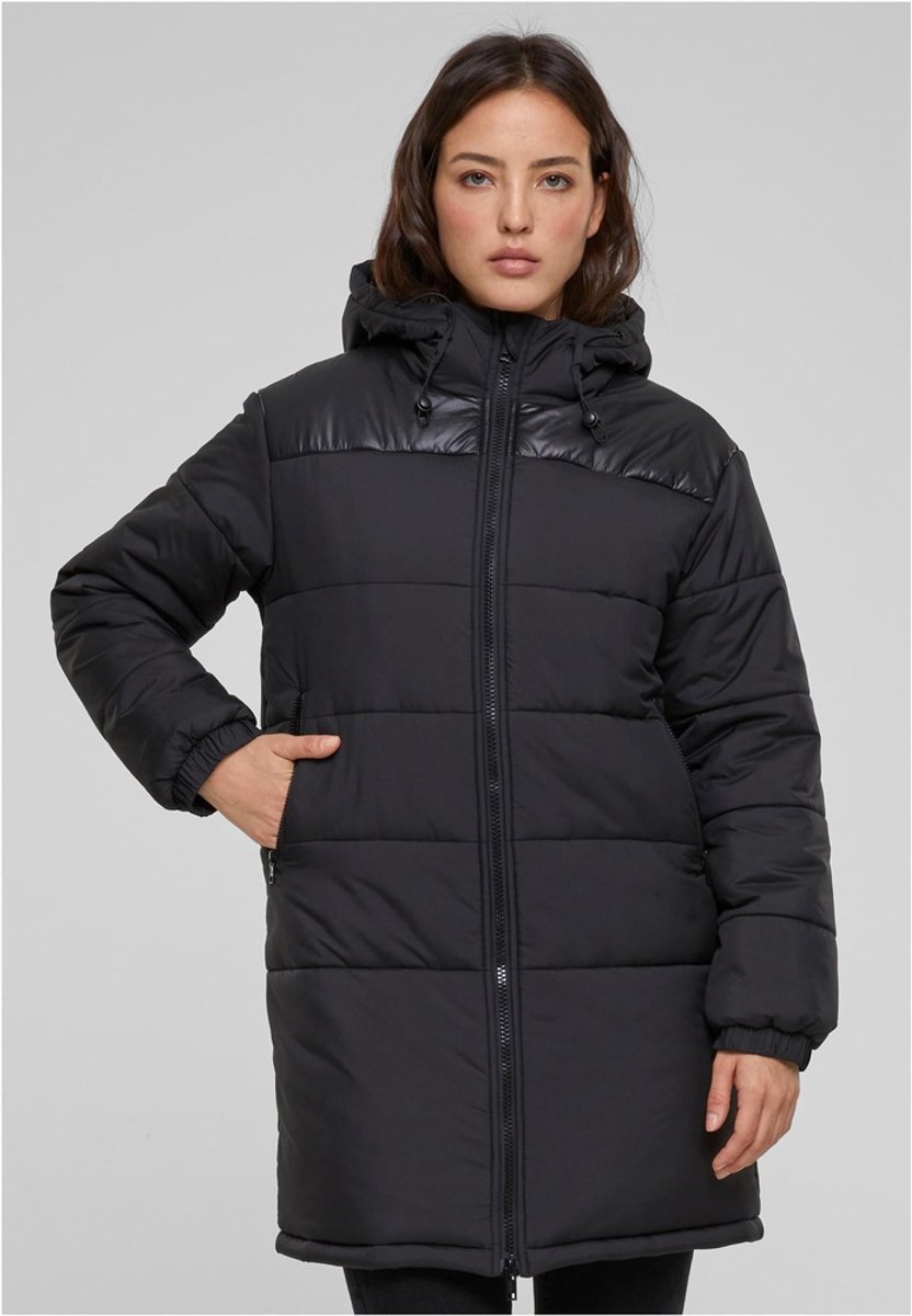 Urban Classics Hooded Mixed Puffer winterjas S Zwart