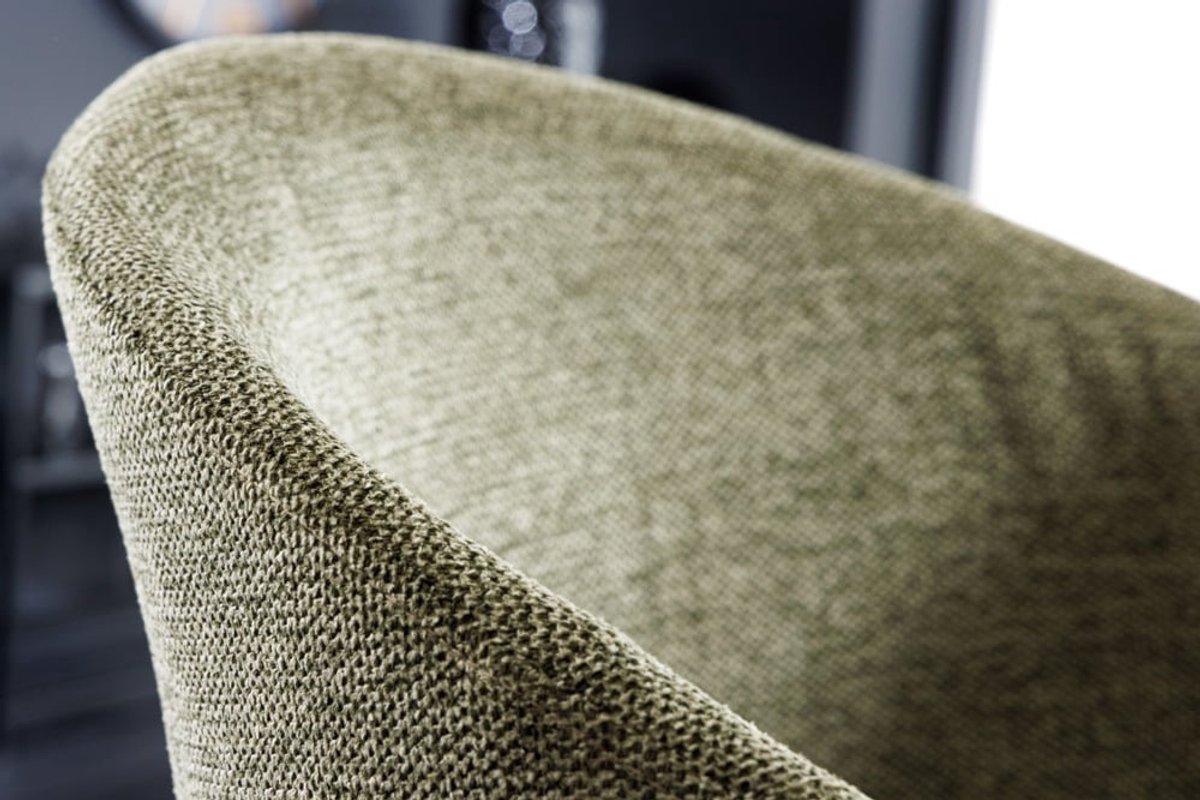 Invicta Interior Design stoel NORDIC STAR groene structuurstof houten poten - 43425 Zie omschrijving