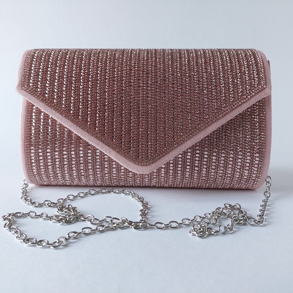 Clutch roze - dames - ruime clutch – glitter & glans, elegant en opvallend - ruim - Bulaggi - chique
