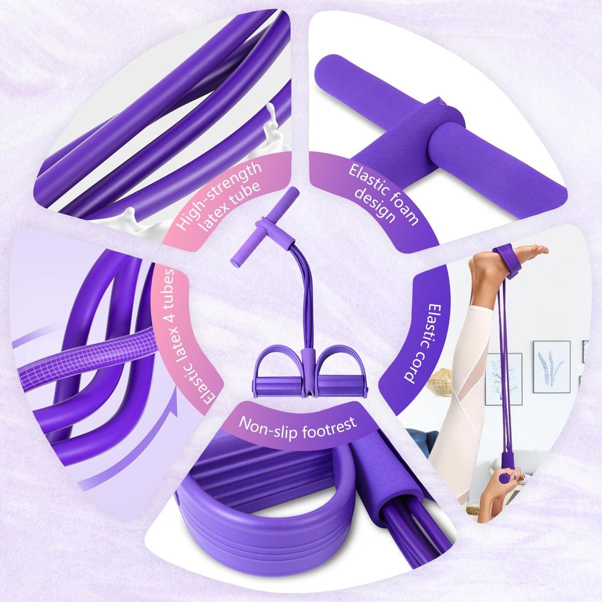 Multifunktions Spannseil, 6 Rohr Pedal Widerstandsband, elastisches Zug Yoga Spannseil, für Bauch/Taille/Arm/Beindehnung, Schlankheitstraining (lila Multifunktions Spannseil, 6 Rohr Pedal Widerstandsband, elastisches Zug Yoga Spannseil, für Bauch/Taille/Arm/Beindehnung, Schlankheitstraining (lila