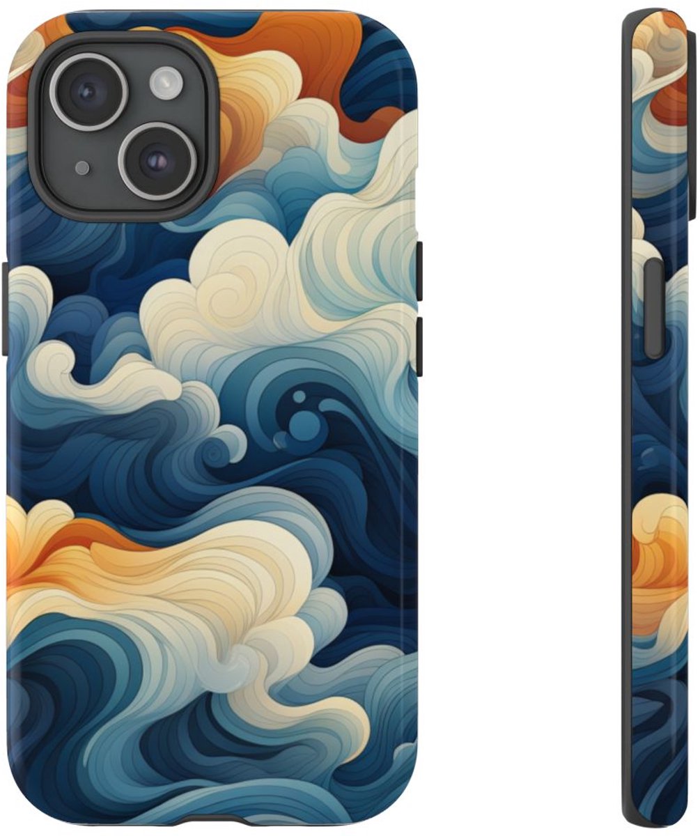 Abstracte Golvende Patronen – Telefoonhoesje Geschikt voor iPhone 15