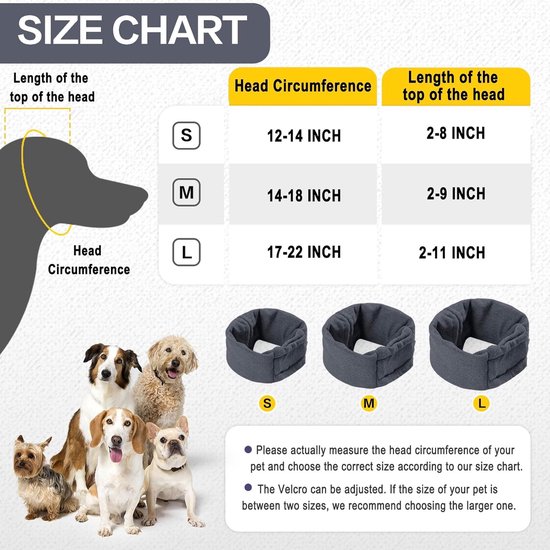 IECOii Zachte Hond Kalmerende Hoodie Angst Relief Hond Oorbescherming Ruisbescherming Hond Oorwikkeling Hematoom Vuurwerk Hond Oorbedekking voor Bad Blaasdrogen Hond Hoofdbedekking Ruisonderdrukking