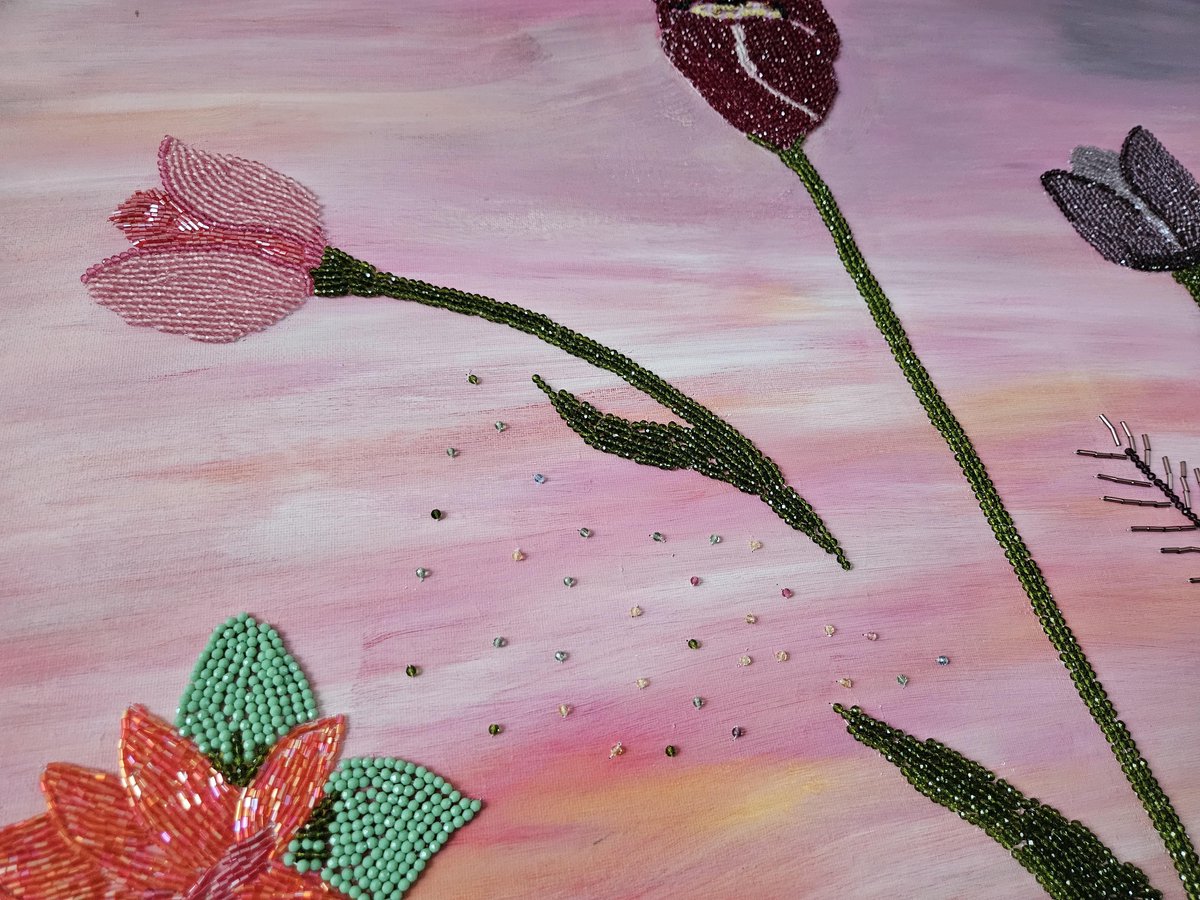 schilderijen, acrylic painting, tulip, tulpen, woonkamer accessoires, muur lijst, speelgoed, kunst, beugel, kralen, huis,painting on canvas, huis decoratie, schilderij voor bank op de muur, muur.