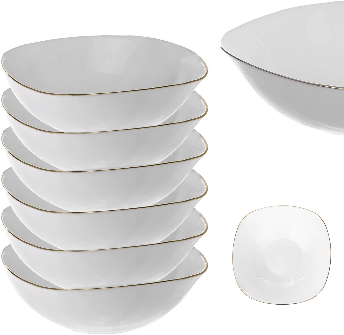 KADAX Slakom 19cm Glazen Kommen voor Soep Snacks Set Wit 6 st