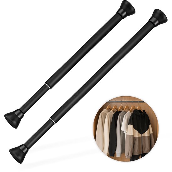 Uitschuifbare stalen kledingroede 30-60 cm, uitschuifbare kledinghanger voor broeken/jassen/sjaals, aluminium kledingrek voor thuis (500mm/19.7inch