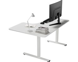 Vestland - Zit‑Sta Bureau Elektrisch | Hoekbureau | L-vormig | 140 x 100 x 60 cm | Wit | Dubbele Motor