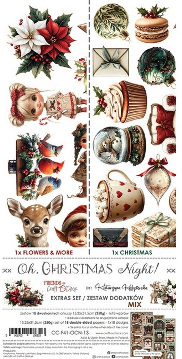 Craft O Clock Extras Set Mix 15x30 cm - 13 Oh Christmas Night
