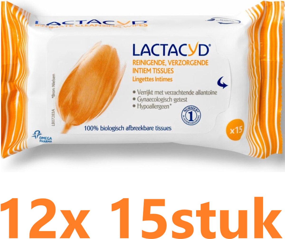 Bol.com Lactacyd Verzorgende Tissues - Intieme Doekjes - 12x 15 stuks - intieme hygiëne aanbieding