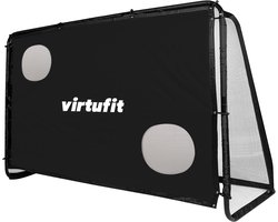 VirtuFit Voetbaldoel Pro met Doelwand — Voetbalgoal — 170 x 110 cm — Doelwand met 2 open zones — Snelle montage — Voetbaldoel met gatendoek — Inclusief 4 grondankers