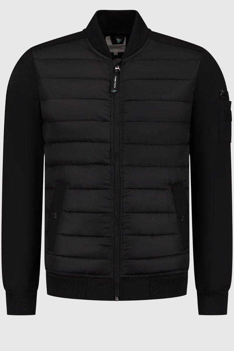 PURE PATH Regular Fit Padded Jackets Jassen Heren - Zomerjas - Zwart - Maat M