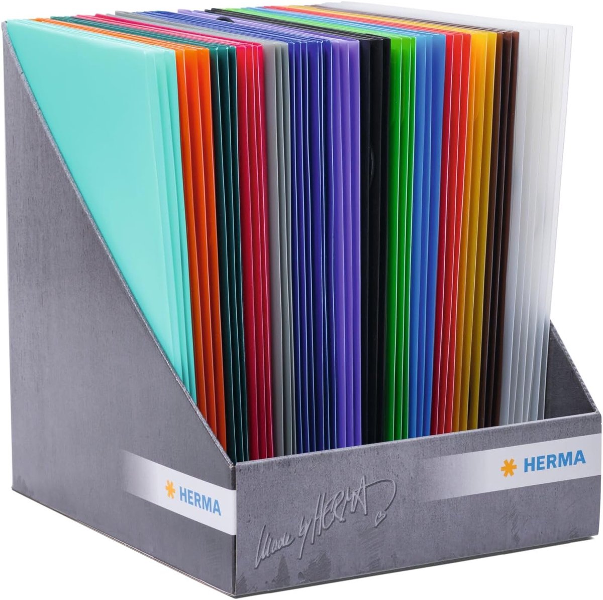 HERMA mappen A4 doorschijnend set, 48-delig, hoekmappen van kunststof met elastische band en binnenkleppen voor kinderen, jongens en meisjes