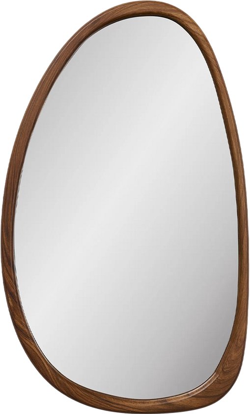 Miroir mural en bois Artichok Adeline - Marron - Forme organique - Design asymétrique - Décoration murale - 65 x 39 cm