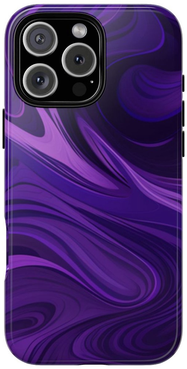 Paarse Abstracte Golfpatroon – Telefoonhoesje Geschikt voor iPhone 16 Pro Max