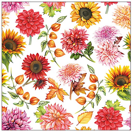 Ambiente Servetten bloemen thema - 20x stuks - 3 laags - 33 x 33 cm -Lente/Herfst - wegwerp servetjes - lunch servetten