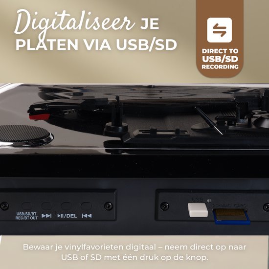 Denver Platenspeler Dual Bluetooth - Ingebouwde Speakers - USB - Retro - VPL230B — afbeelding 4
