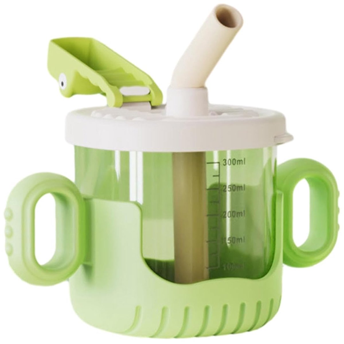 Image of 300 ml trainingsbeker, draagbaar, lekvrij, gemakkelijk schoon te maken, waterfles met rietje, geschikt voor babyjongens en babymeisjes, groen