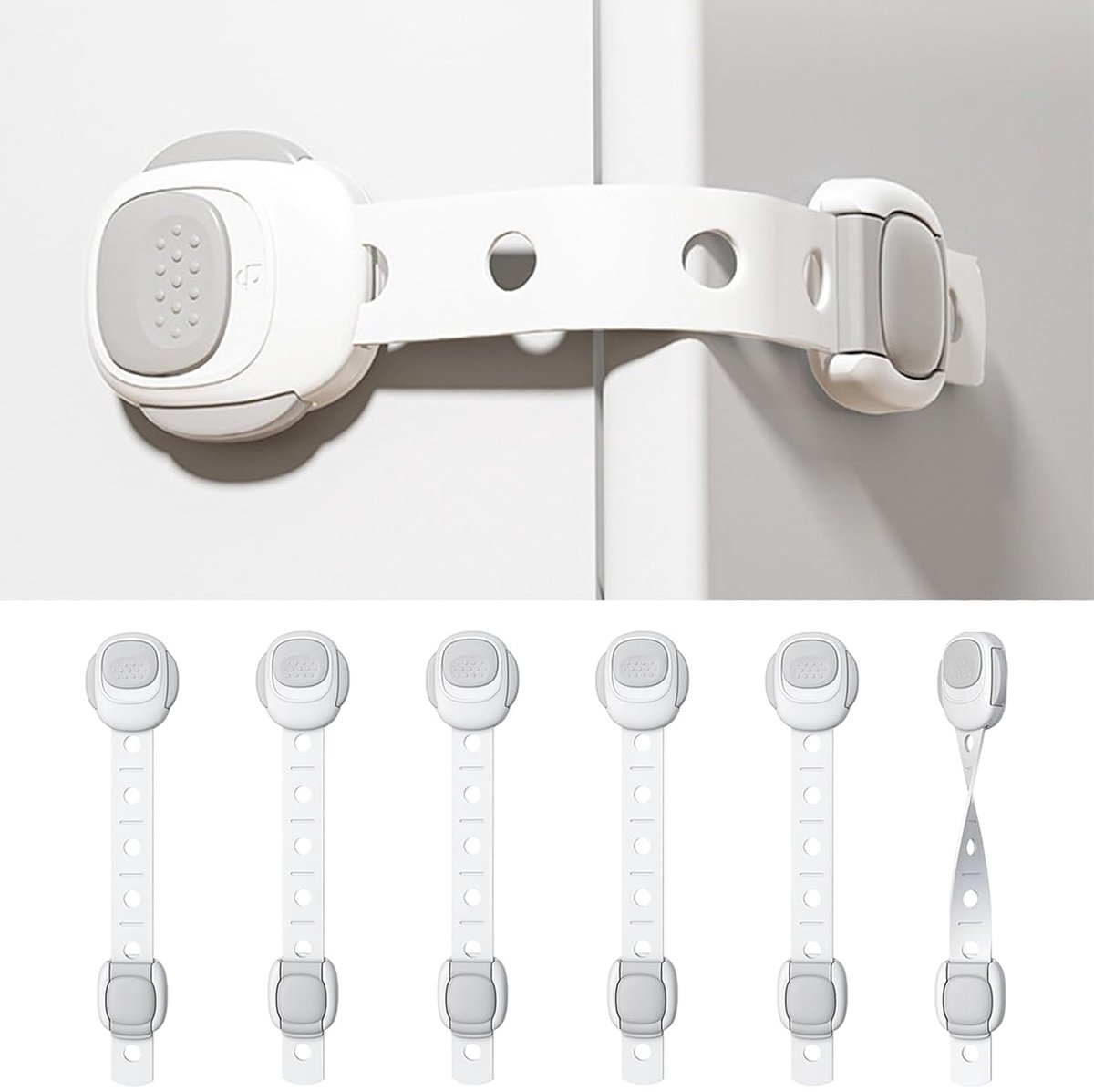 Kastsloten, babyveiligheidsstrips - kindveilige koelkastslotenset, 6 fornuis- en ovensloten, kindveilige kastsloten voor deurriemen, 3M zelfklevende schroefloze lade- en toiletsloten