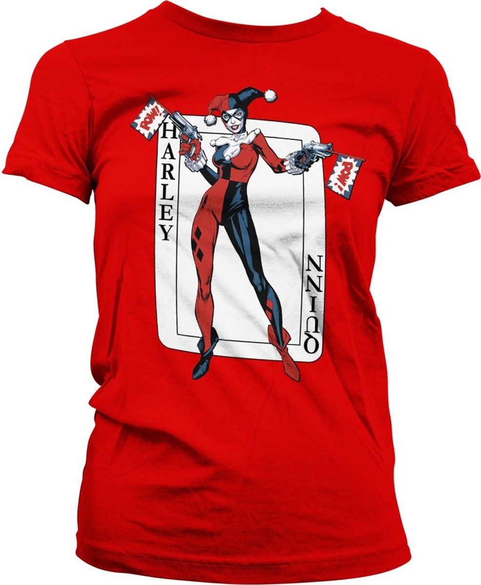 Harley Quinn Card Games Girly Tee Damen T-Shirt Red-2XL
