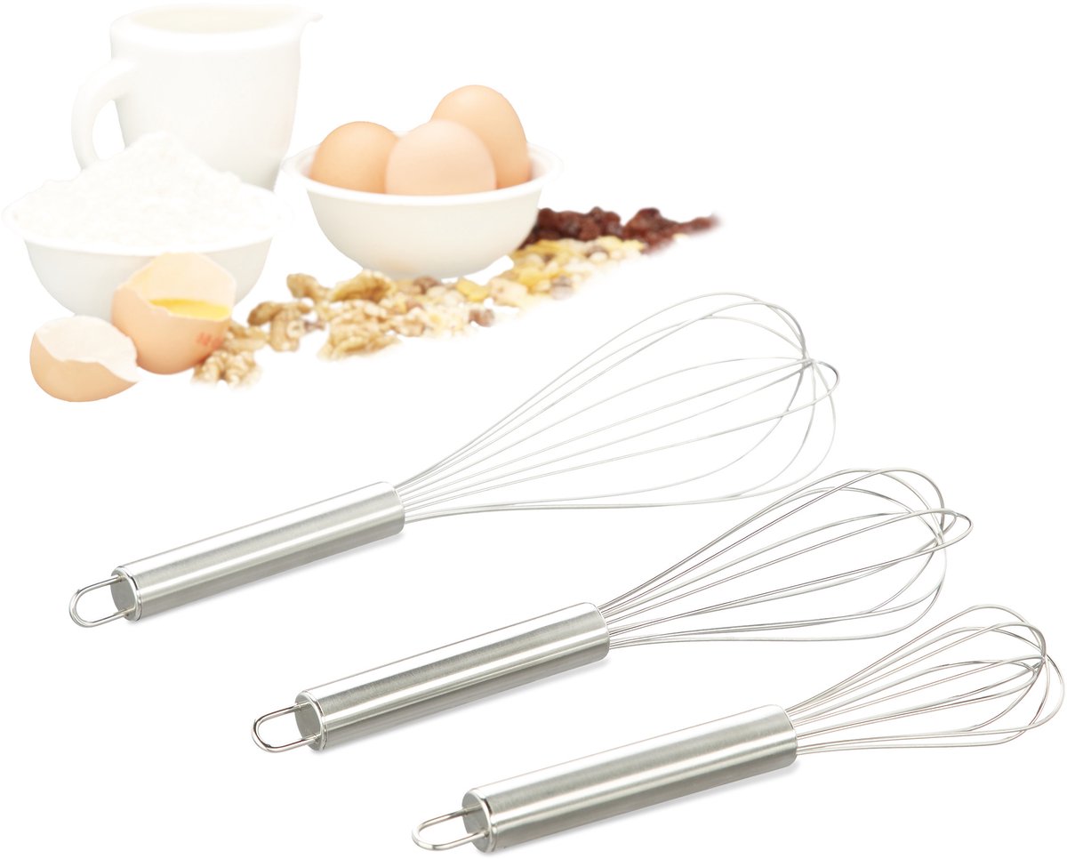 9er set garde - rvs ballongarde groot + keukengarde klein - opkloppen - zilver