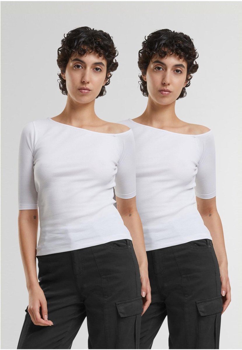 Urban Classics Organic Asymmetric Rib Top L Wit
