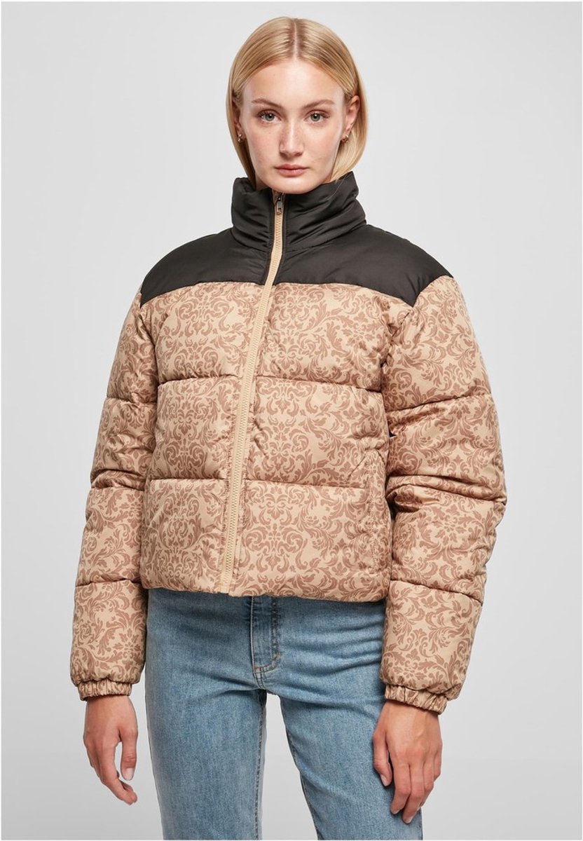 Urban Classics Ladies AOP Retro Gewatteerd jack XS Beige
