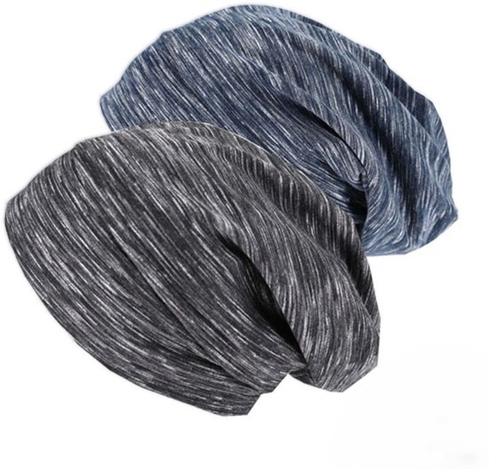 Jonyx - Beanie set - Mutsenset - Hoofddeksel - Elastisch - Motor rijden - Set van blauw en bruin