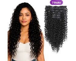 SassyGoods Zwarte Clip In Extensions Hairextensions - Haarstuk - Nephaar - Nep Haar - Haar - Professionele Haarverlenging - Zwart - 50 cm