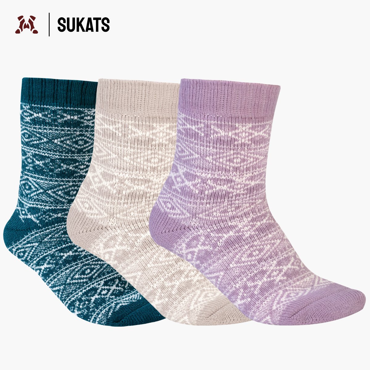 Sukats® Noorse Huissokken - 3 Paar - Maat 39-42 - Mix B - Huissokken Dames en Heren - Warme Sokken - Wollen Sokken - Slofsokken - Bedsokken - Meerdere Maten en Varianten - Verwarmde Sokken
