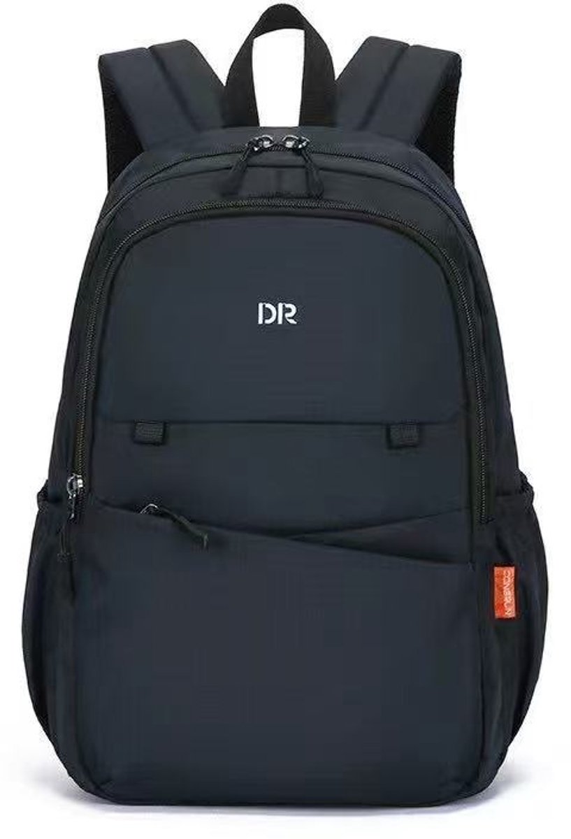 TK-S Rugzak, Zwart en Ruim, 17 Liter, 17,3 inch laptop, drankflesvak. (39x27x16cm)