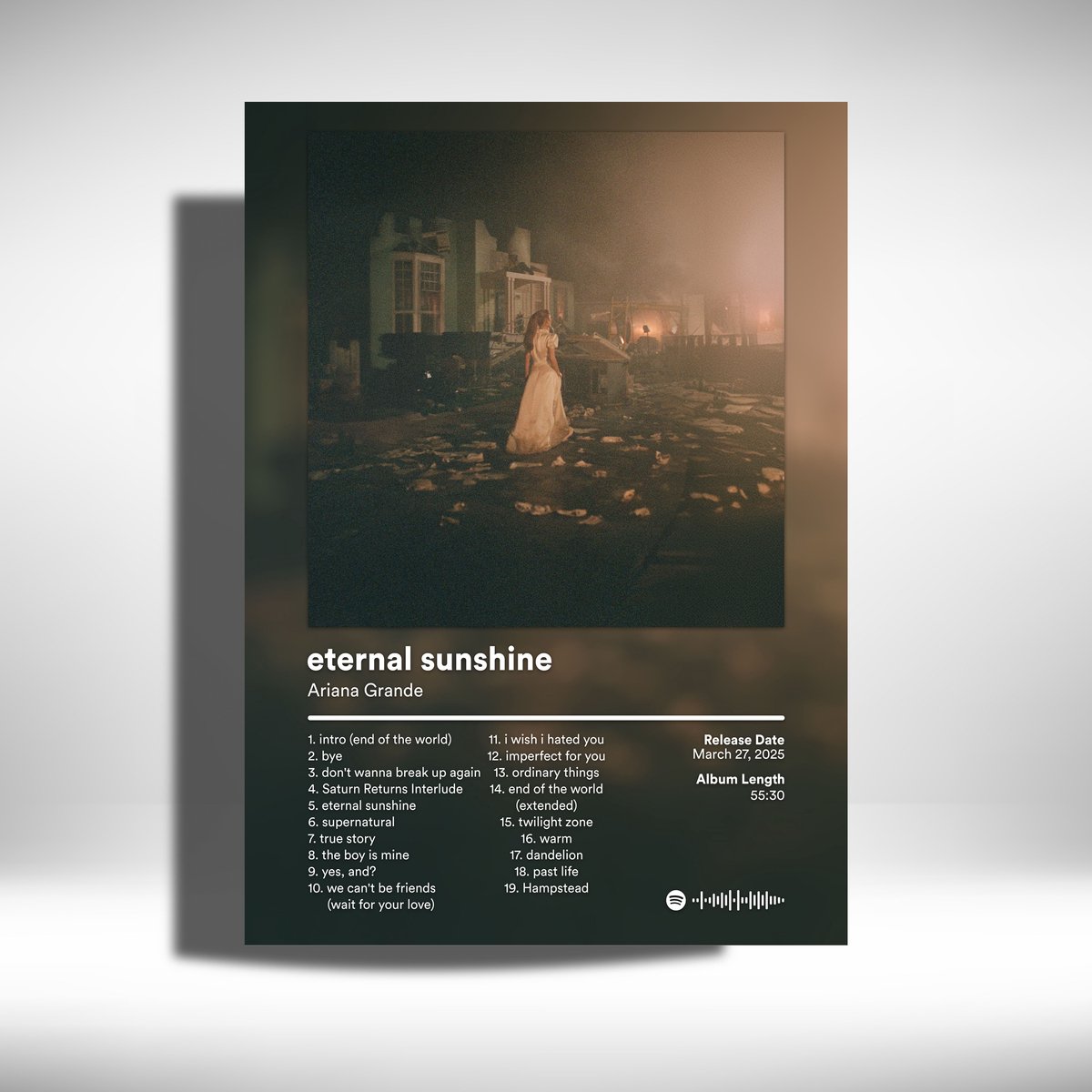 Luxe poster Ariana Grande - Eternal Sunshine - Metalen Poster 30x40cm - album - accapelle bruin