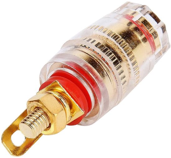 Cleqee 4 mm hoge stroom audio banaanstekkers stapelbaar 32A schroeftype soldeerloze luidspreker banaanconnector zware adapter (rood/zwart, verpakking van 10 stuks