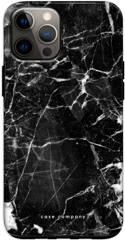 Étui Case Company® pour iPhone 12 Pro - Marbre Zwart - Coque robuste - Protection maximale sur tous les côtés et les bords de l'écran