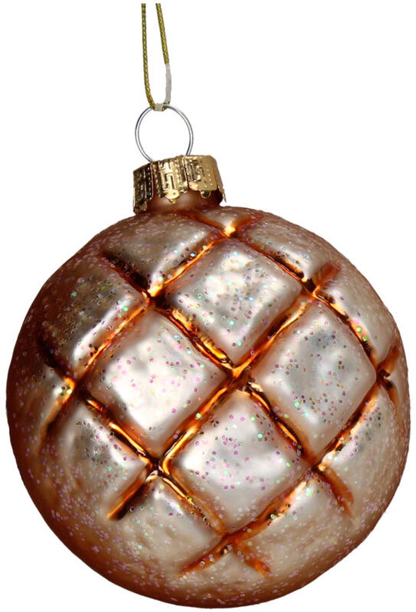 HD Collection glazen kerst ornament kersthanger Rond brood 7.9 cm uit de collectie The Christmas Bakery - de Kerst Bakkerij