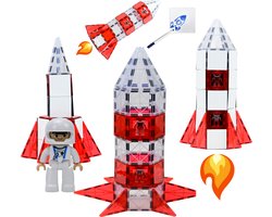 foto van Magna Minds - Magnetic Tiles - Raket - Magnetisch Speelgoed – 93 stuks - Constructie speelgoed - Magnetische tegels - Montessori speelgoed - Magnetic toys - Magnetische bouwstenen - Speelgoed Kinderen