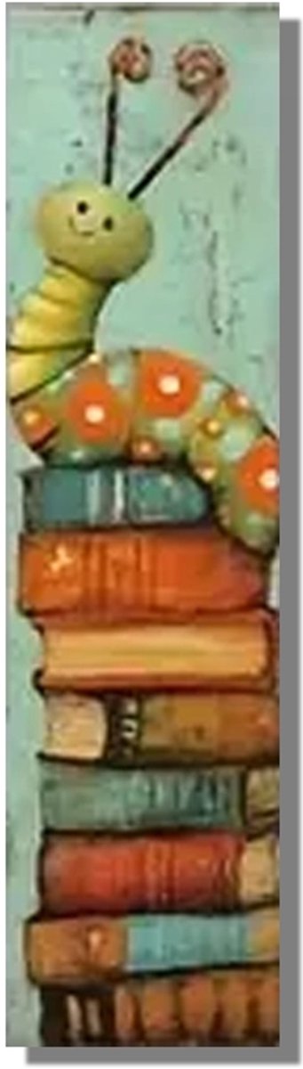 Boekenlegger Boekenwurm – Bladwijzer - Dubbelzijdig – 15 × 4 cm – Stevig karton
