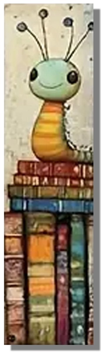 Boekenlegger Boekenwurm – Bladwijzer - Dubbelzijdig – 15 × 4 cm – Stevig karton