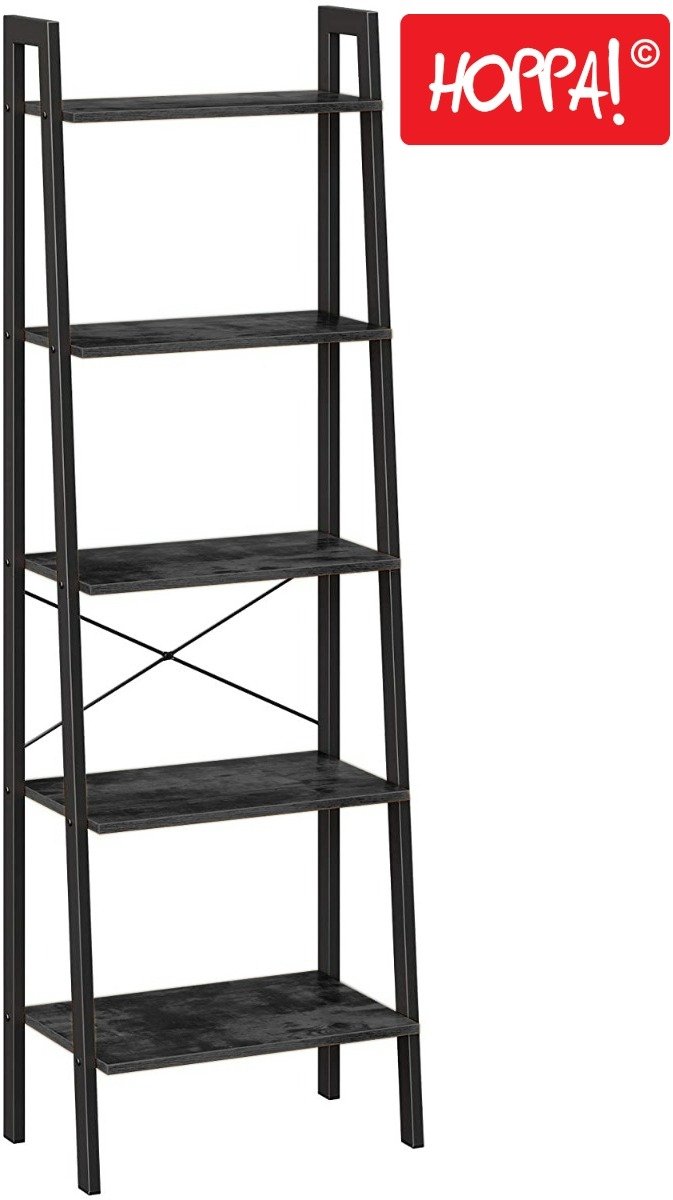 Hoppa! 5-laags ladderkast | Zwart | Metaal | 56 x 32 x 170 cm (L x D x H)