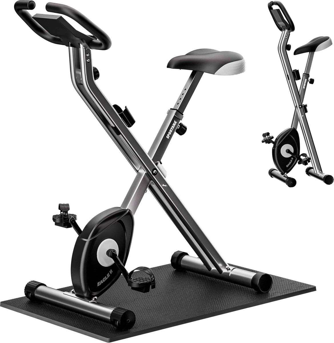 Inklapbare Hometrainer met 10 Weerstandslevels en LCD Display - Fitnessbike met 2 Fitnessbanden